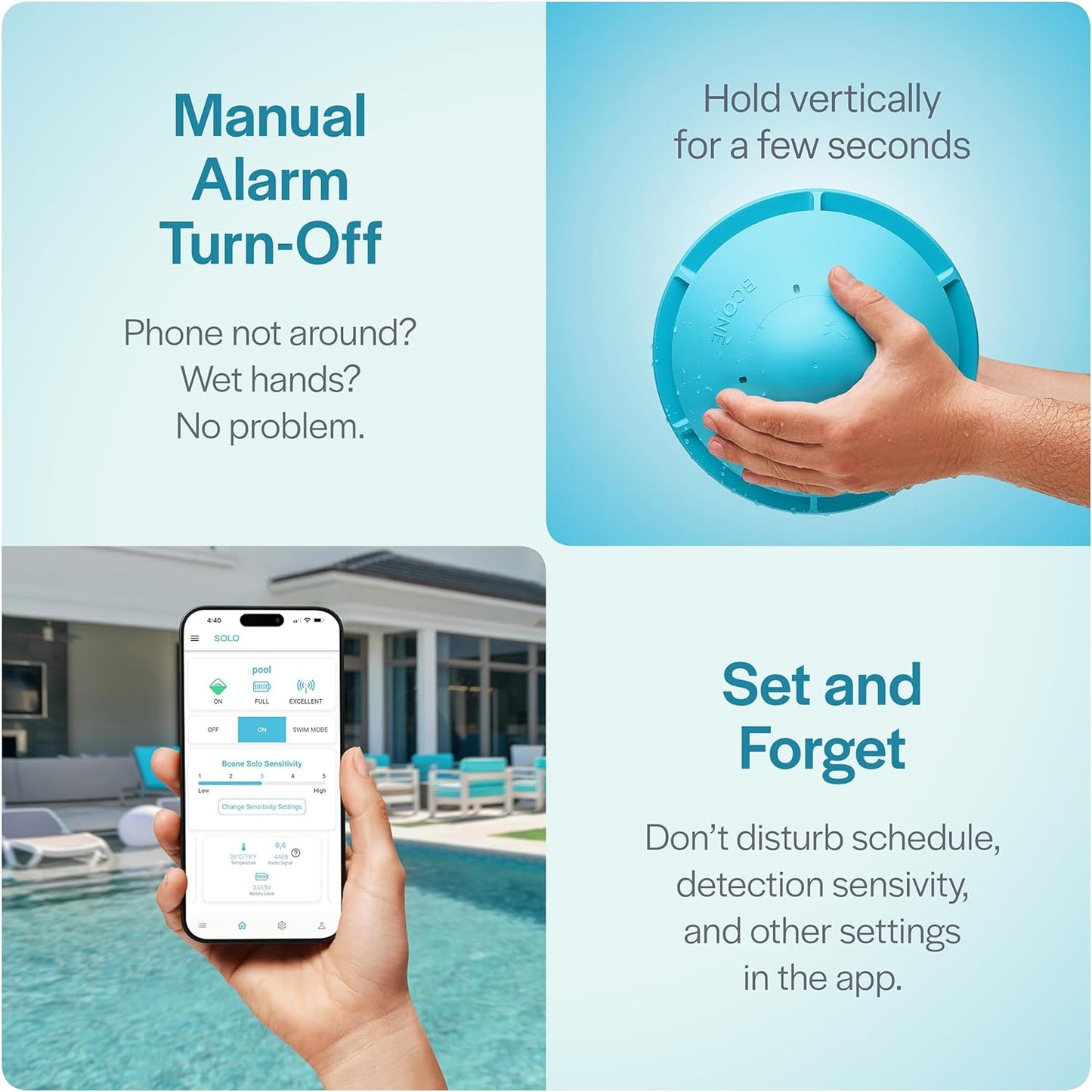 Solo Pool Alarm: 110dB Pool Safety Alarms | Easy-Setup Pool Alarms for Inground Pools, Floating Pool Alarm | Not Compliant with City Codes That