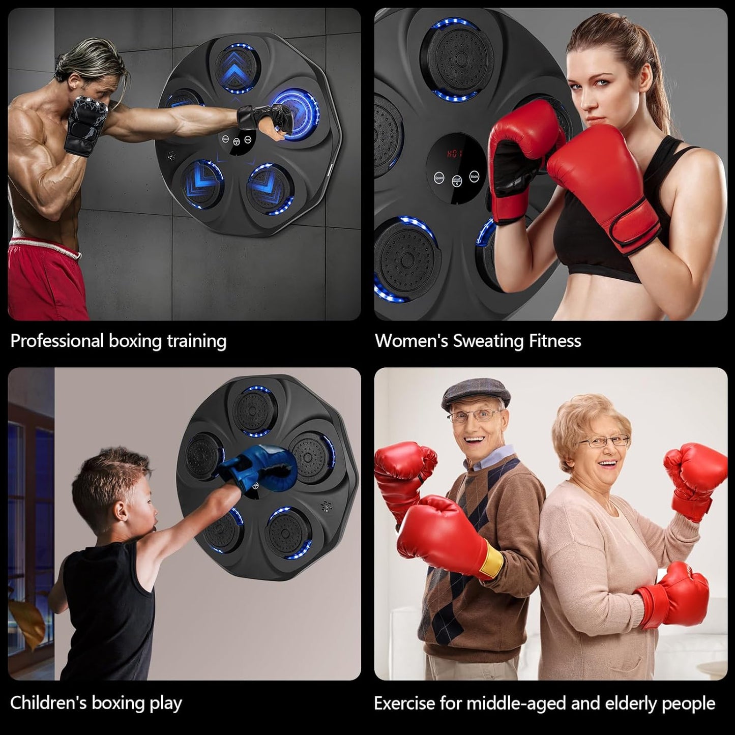 TGLLM Music Boxing Machine with Boxing Gloves, Wall Mounted Smart Bluetooth Music Boxing Trainer, Electronic Boxing Target Training Punching Equipment for Home,Indoor and Gym
