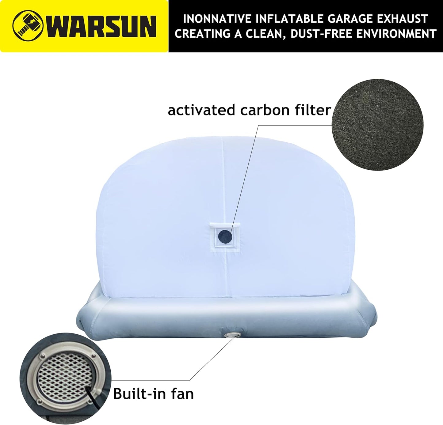 WARSUN 19X8.5X5.5Ft Portable Car Cover Inflatable Car Shield Car Showcase Portable Inflatable Garage for Car Cover and Storage