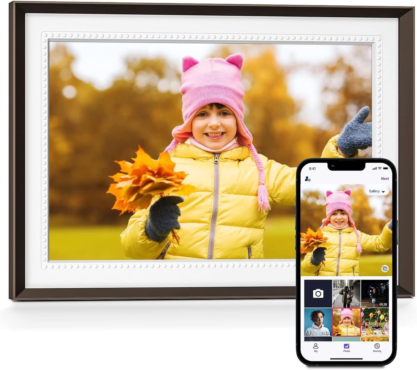 Jazeyeah 10.1 Digital Picture Frame 1280 * 800 HD Touch Screen, 16GB Storage Capacity, Easy to Record Life's Little by Little, is a Precious Gift for Friends and Family