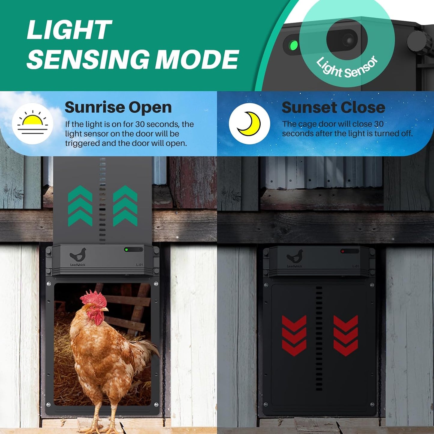 Automatic Chicken Coop Door,APP Settings, Bluetooth Connection, Timing Switch, Light Sensing Control