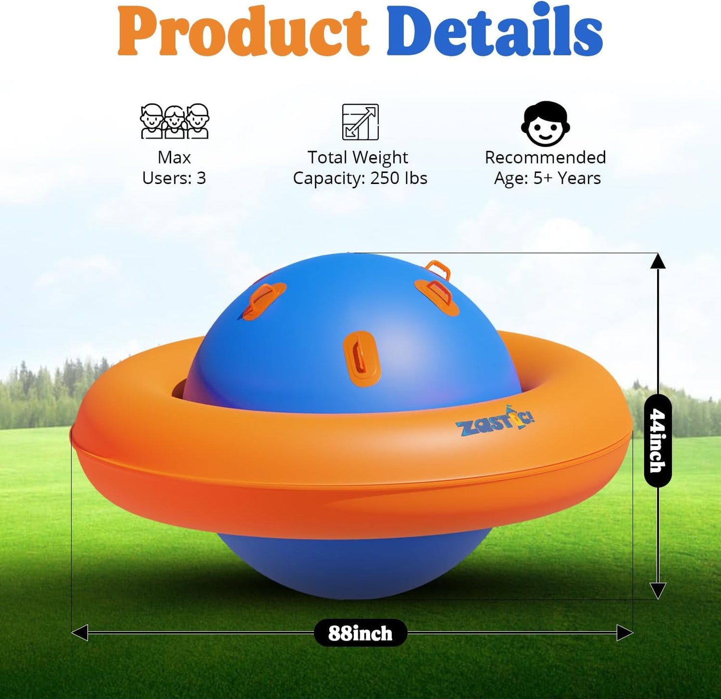 Giant Inflatable Rock-It Rocker Bouncer Dome with Electric Pump - 88L x 88W x 43.75H - Inflatable Balance Dome Rocker Bouncer - Perfect for Giant Inflatable Outdoor Backyard Inflatable Games