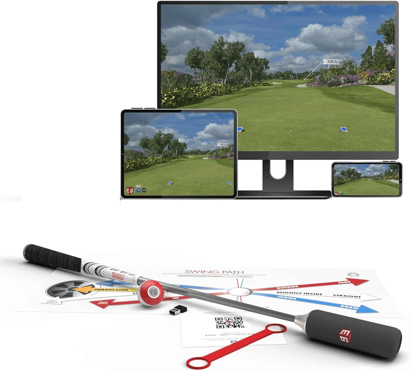 TruGolf Golf Simulator with Swing Stick, Golf Swing Trainer, Master Your Swing with Motion Sensor, 3D Swing Analysis - Works with Smartdevices