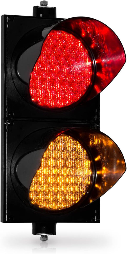 BBMi AC85-265V Red/Yellow 200mm(8inch) Traffic Light, Stop and Go Light, Led Traffic Signal Light, PC Housing Outdoor Waterproof IP65 Industrial, Cobweb Lens Led Warning Light.