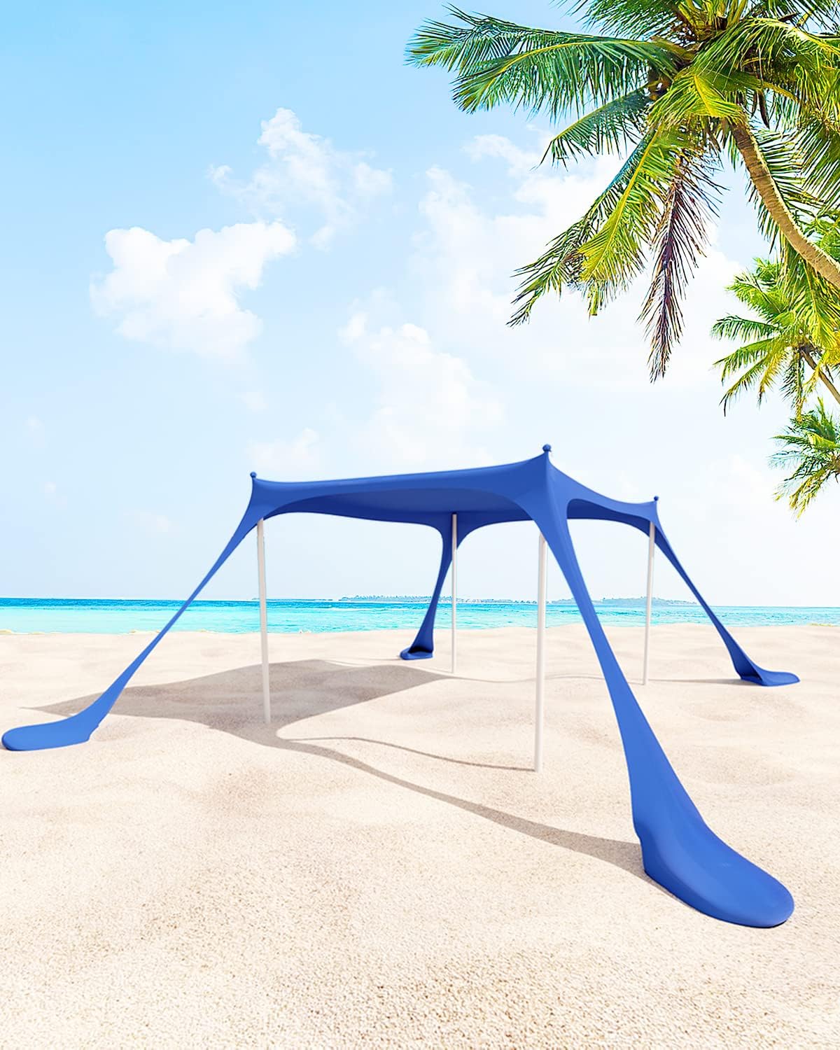 Fuairmee Beach Tent Sun Shelter, 10x10FT Beach Tent Sun Shade Canopy UPF 50+ UV Protection, Easy Set Up Pop Up Outdoor Shade with Portable Carrying Bag