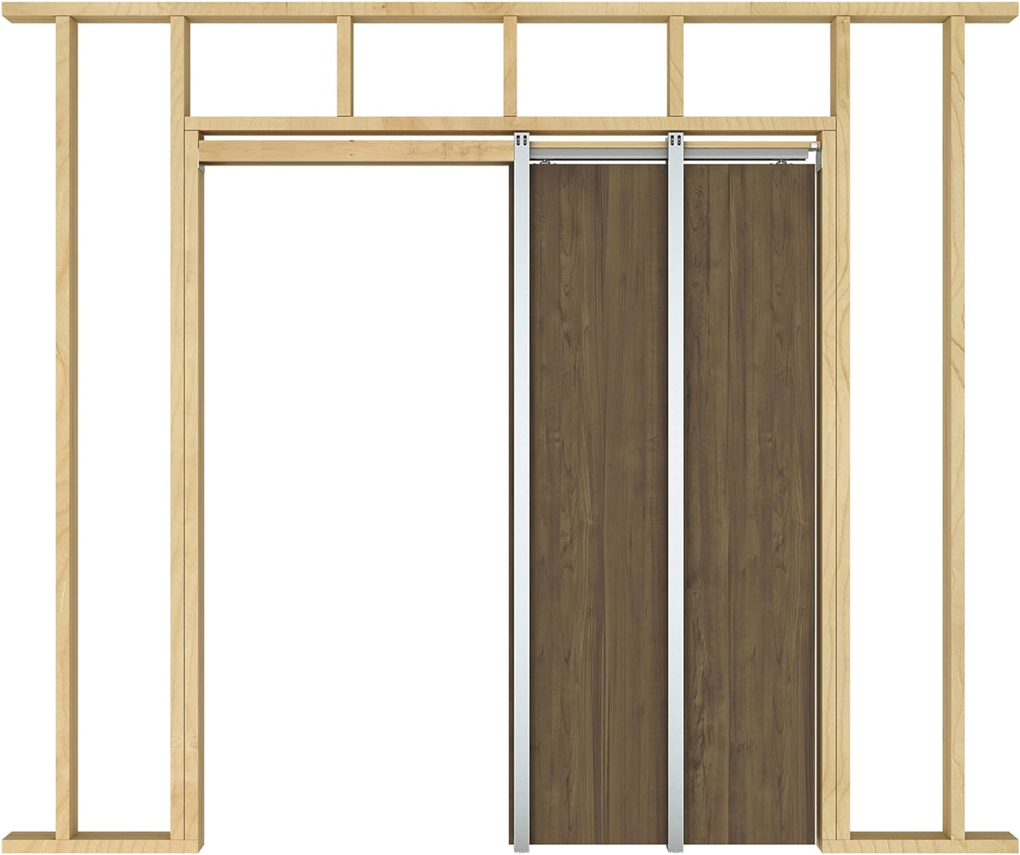 JUBEST Pocket Door Frame Kits with Galvanized Steel Studs, for 24 in. to 36 in. x 80in. Door (for 2x4 Stud Wall)