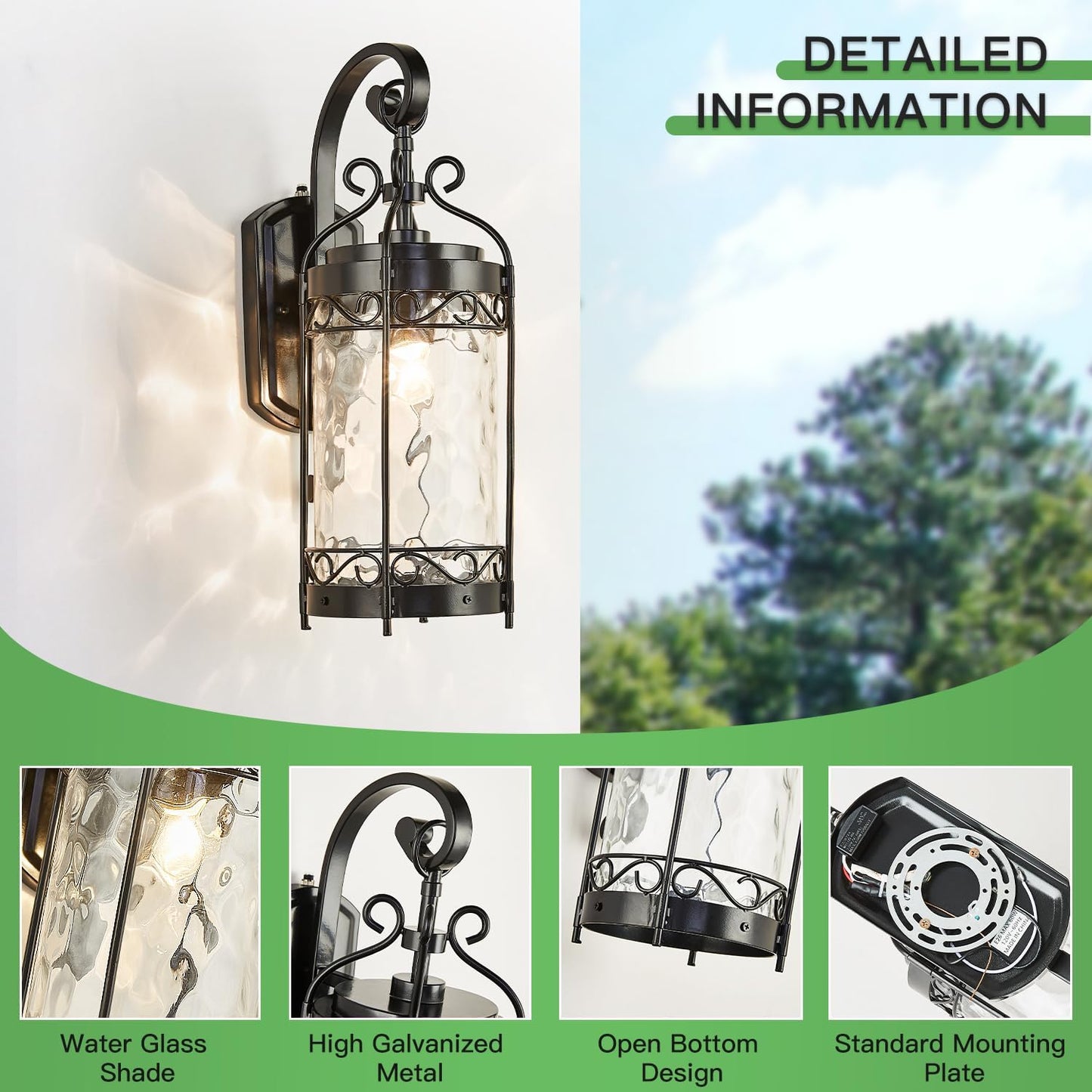 NLIEOPDA Large Dusk to Dawn Sensor Outdoor Wall Sconce,19.68' H Vintage Exterior Light Fixture with IP65 Waterproof,Classical European Style Porch