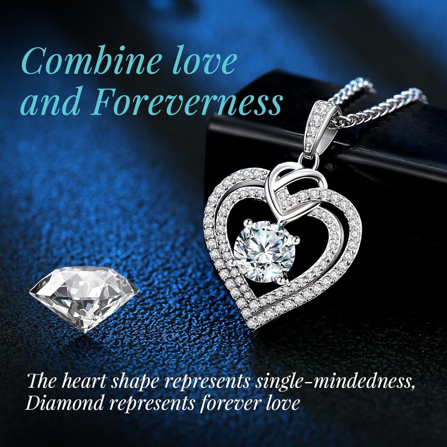 OOBEE Moissanite Diamond Necklace Valentine's Gifts for Women, 925 Sterling Silver Fine Jewelry, Heart Pendant Necklace Birthda