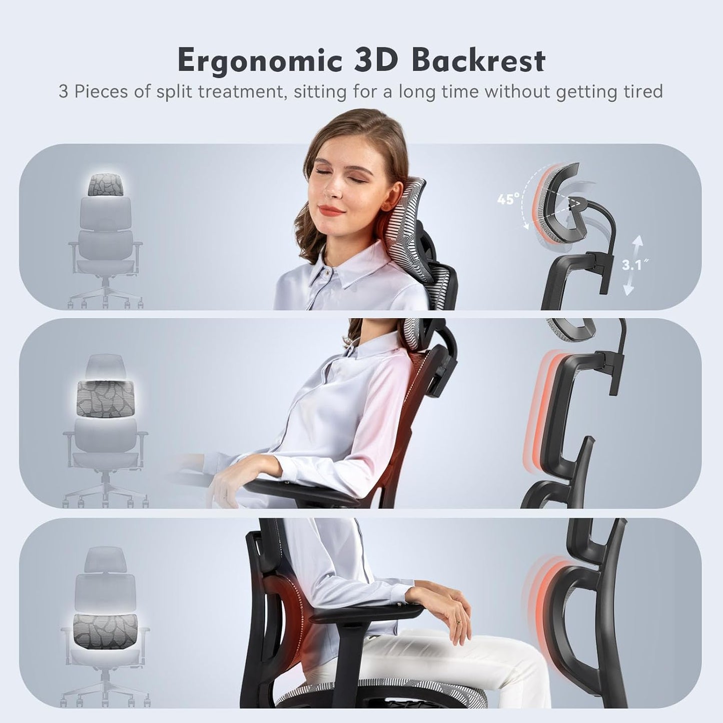 TONFARY Ergonomic Office Desk Chair, High Back Desk Chair with Lumbar Support, Adjustable Headrest Ergonomic Office Chair with 4D Armrests, Flexible Support Off