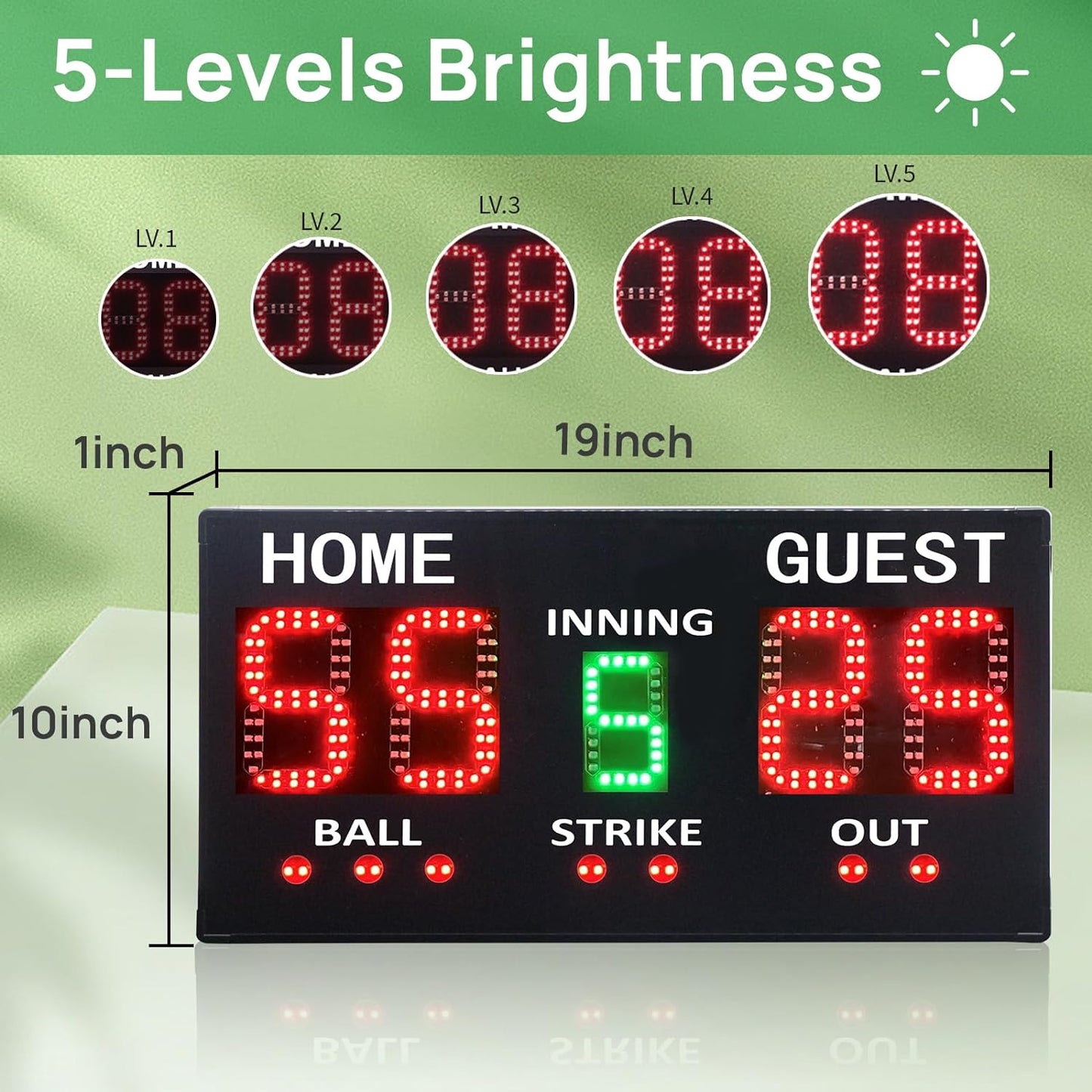 YZ LED Portable Baseball Scoreboard for Fence, High-Light Digital Scoreboard with Remote, Rechargeable Wireless Electronic Baseball Scoreboard, Baseball Score Keeper with Innings Balls Strik