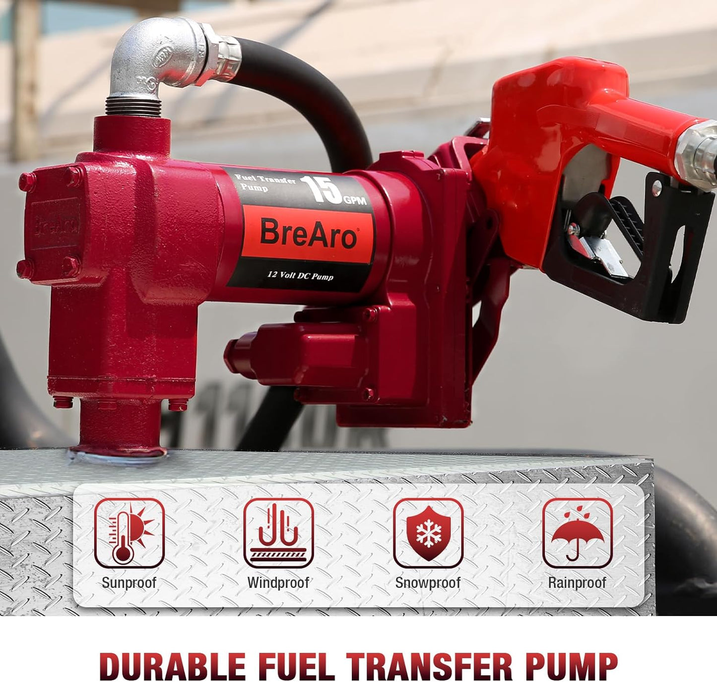 Fuel Transfer Pump, 15 GPM High Flow 12 Volt DC pump, Cast Iron Gas Heavy Duty Transfer Pump for Gasoline, Diesel, Kerosene, Ethanol Blends, Methanol Blends, and biodiesel (Pump Only) (15 G
