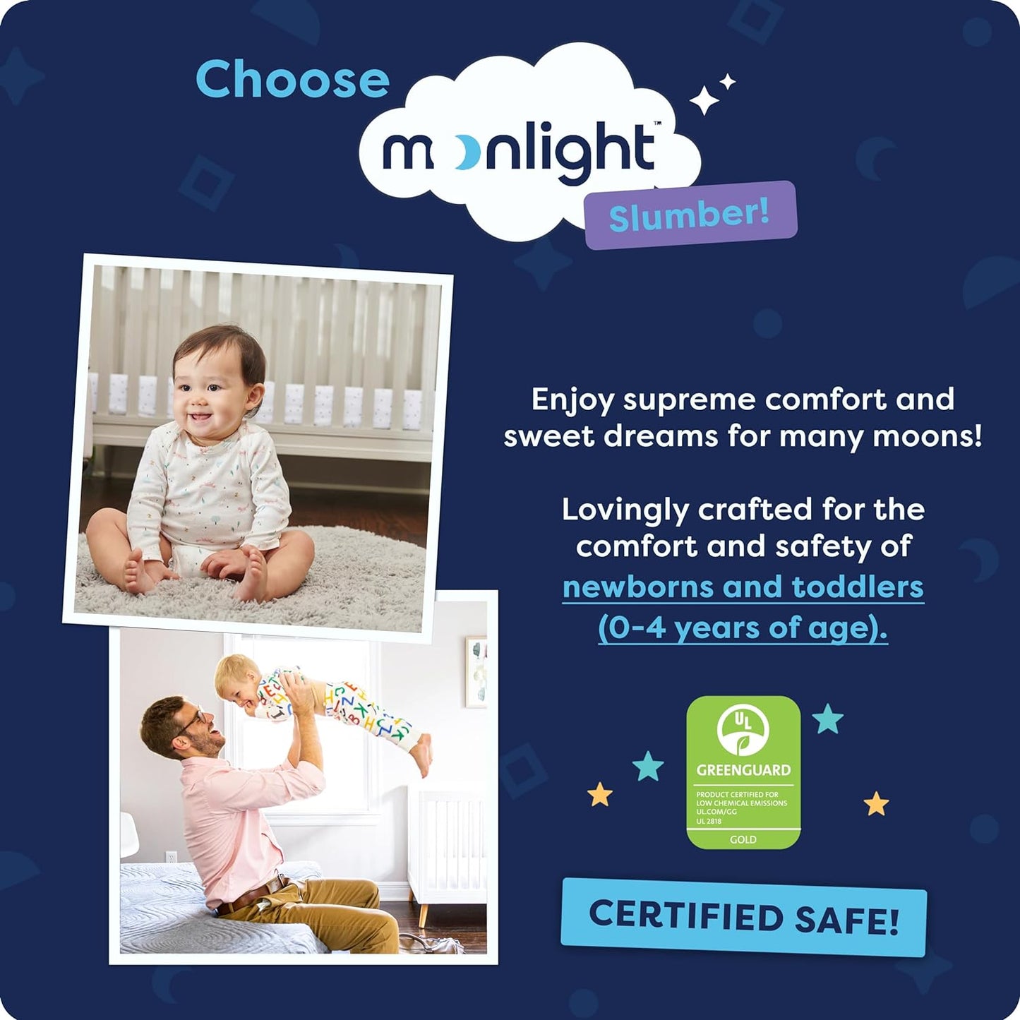 Moonlight Slumber Air Crib Mattress - Breathable Crib Mattress for Baby and Toddler - Innovative Breathe-Thru Open Core Technology for Infant Safety and Comfort - Dual-Sided, Waterproof, 5.5in.