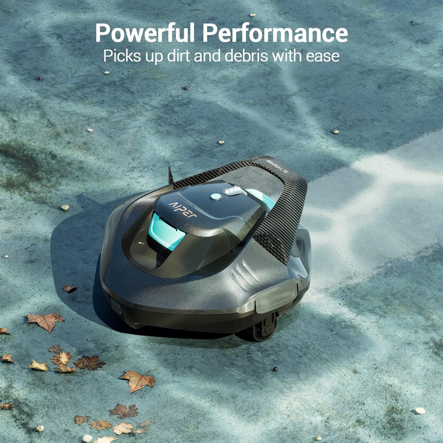 (2023 New) AIPER Seagull SE Cordless Pool Vacuum, Robotic Pool Cleaner Lasts 90 Mins, Self-Parking, LED Indicator, Ideal for Above/In-Ground Flat Pools up to 40ft - Gray