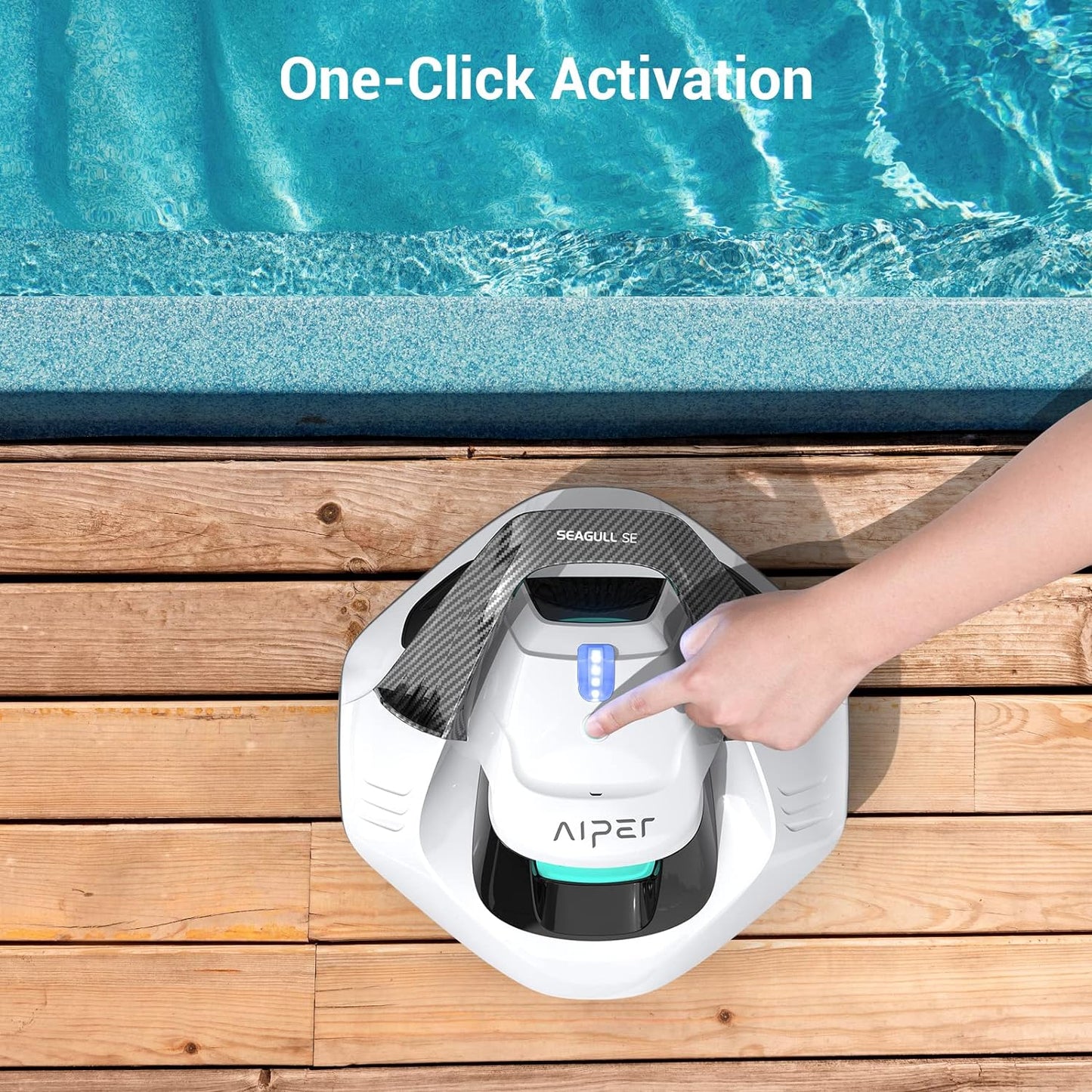(2023 New) AIPER Seagull SE Cordless Robotic Pool Cleaner, Pool Vacuum Lasts 90 Mins, LED Indicator, Auto-Parking Technology, Ideal for Above/In-Ground Flat Pools up to 40ft- White