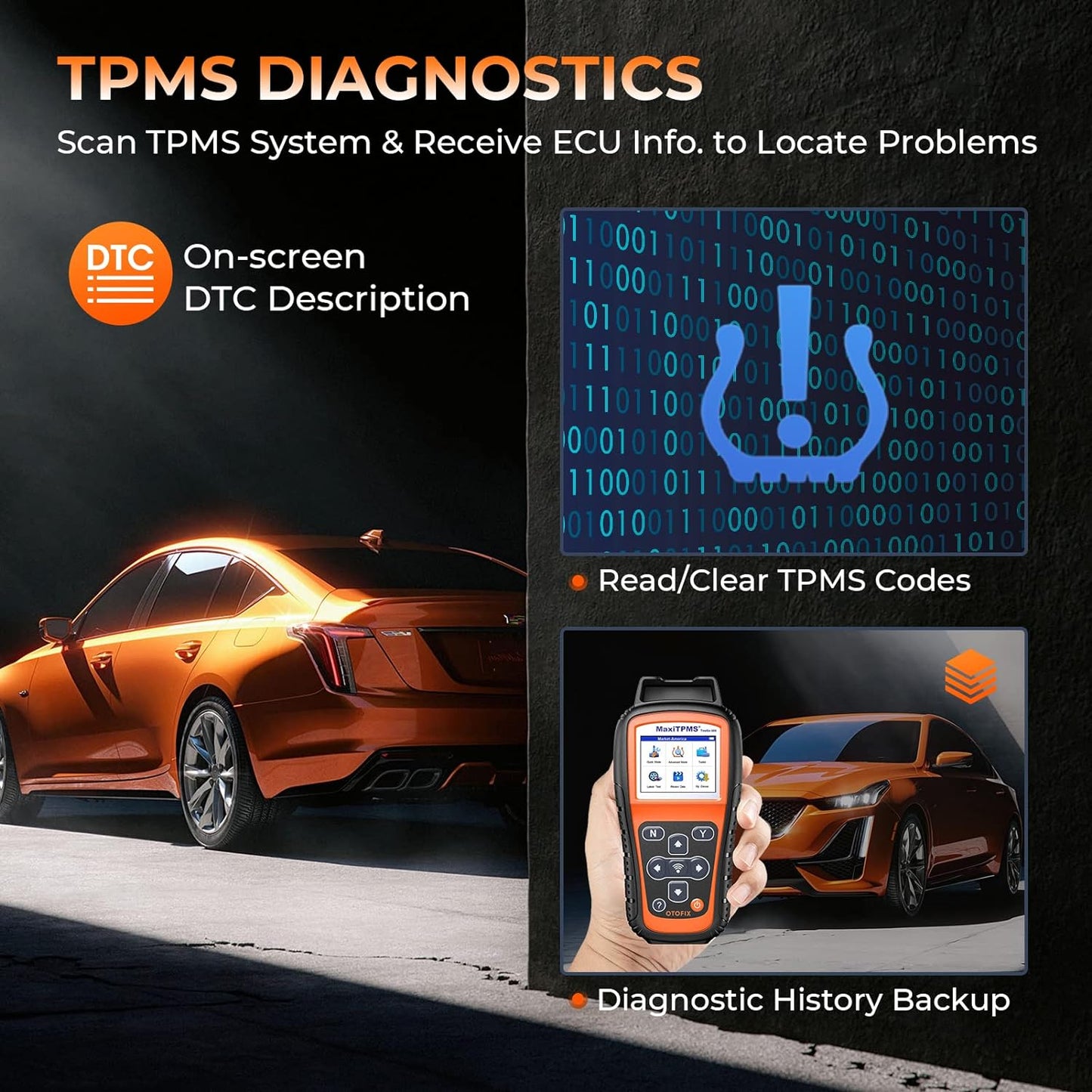 OTOFIX TireGO 808 TPMS Programming Tool, 2023 Upgraded Ver. for MX-Sensors (315/433 MHz) TPMS Relearn/Activate All Sensors, TPMS Scan Tool Read/Clear DTCs, TPMS Reset (Upgraded of TireGO 608)