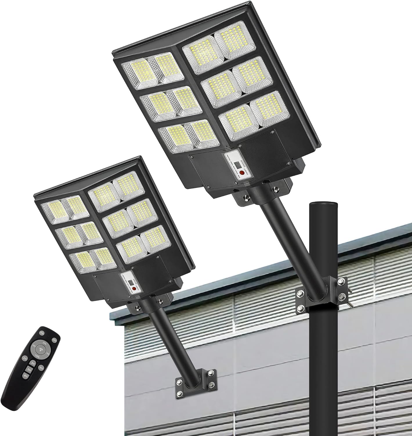 Lovus 2Pack 800W Solar LED Street Lights, 80000LM Solar Powered Security Flood Light Dusk to Dawn, Super Bright Commercial Solar Parking Lot Lights with Motio