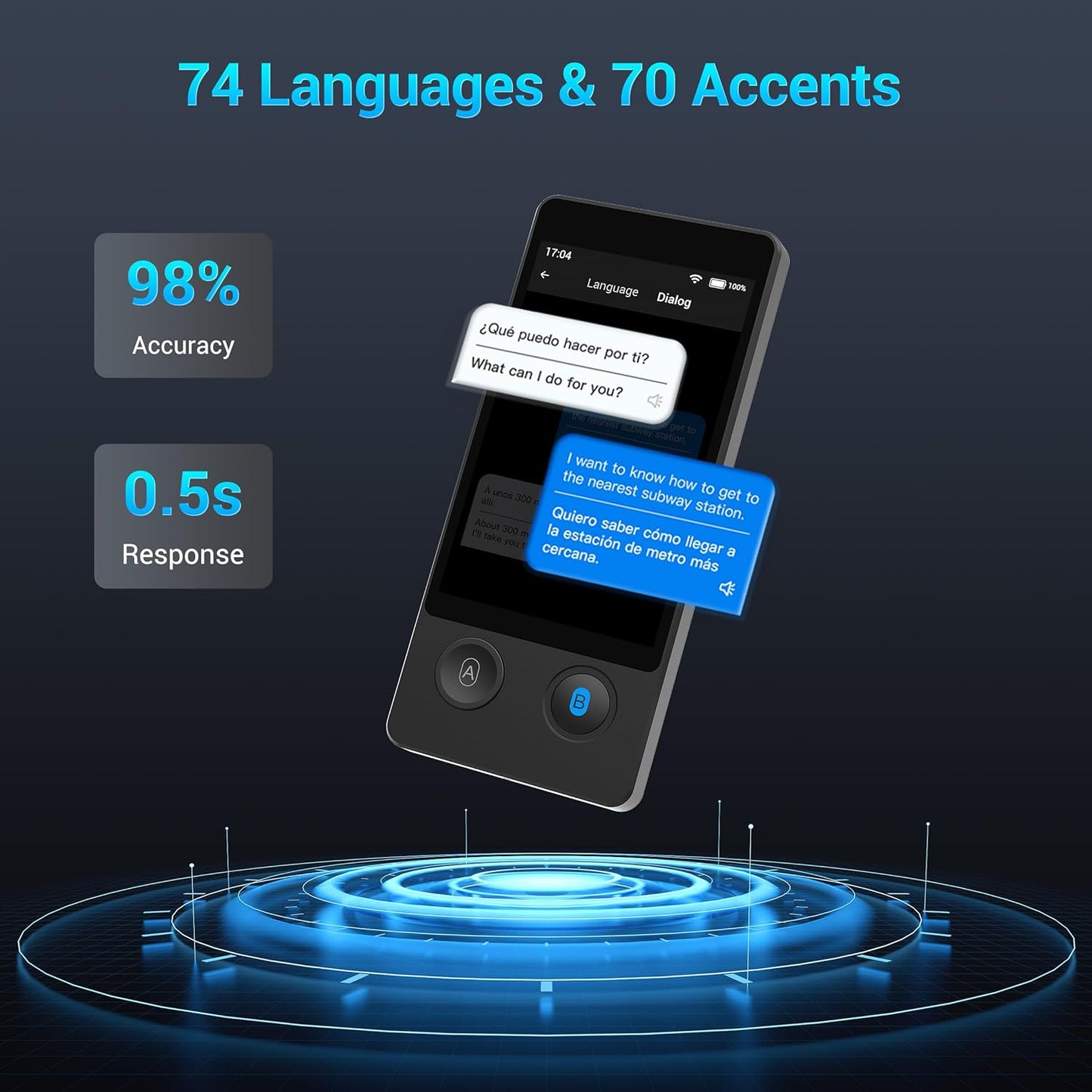 Wooask Offline Language Translator W12 Upgraded Version No WiFi Needed, Supports 144 Languages Translation Photo Translation High Accraucy Fast Transla