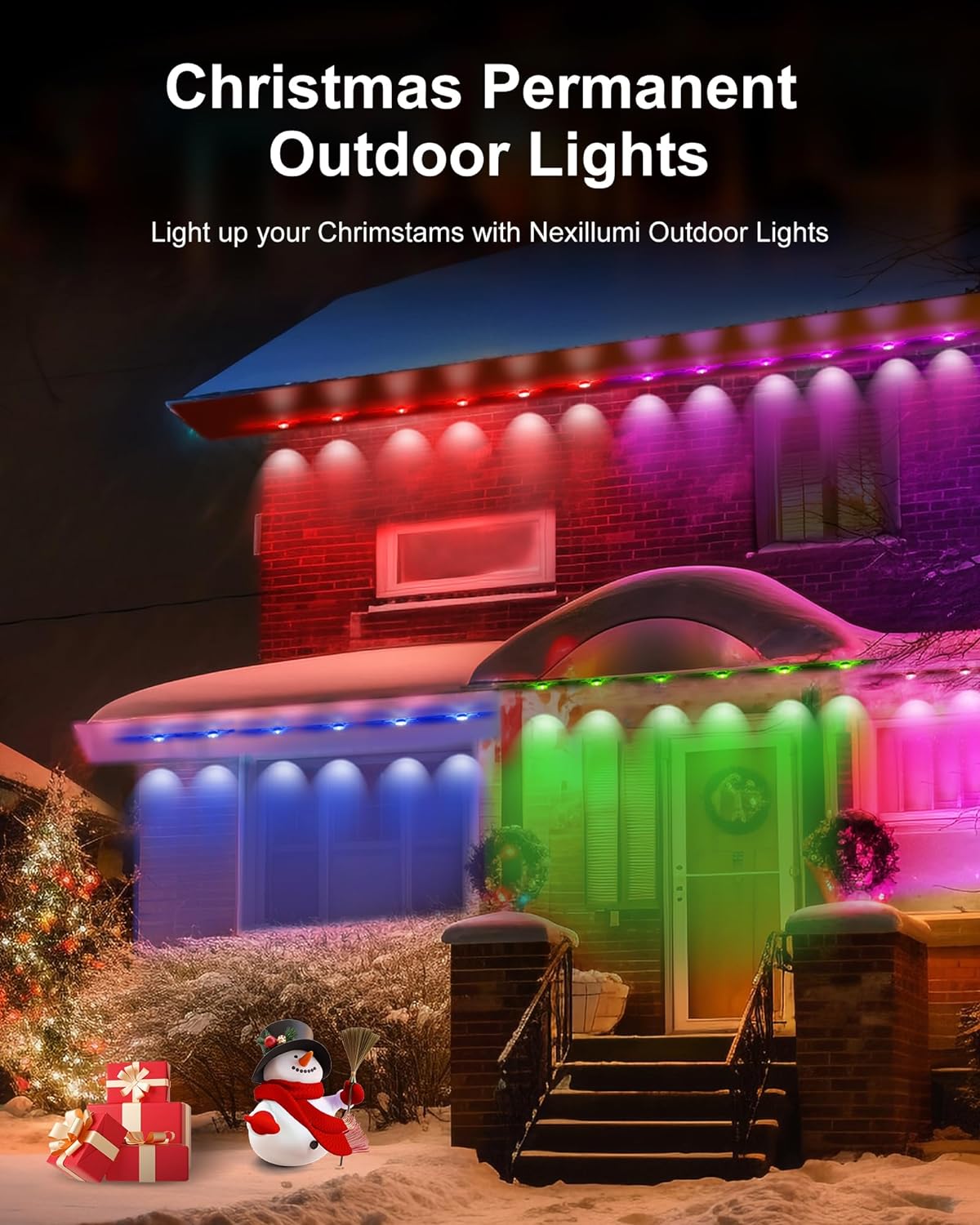 Permanent Outdoor Lights for House, 100ft Smart RGBIC Outside Lights with 72 Scene Modes, IP67 Waterproof Eaves Lights for Christmas All Holiday Decorations, Work with Alexa, Google Assistant (