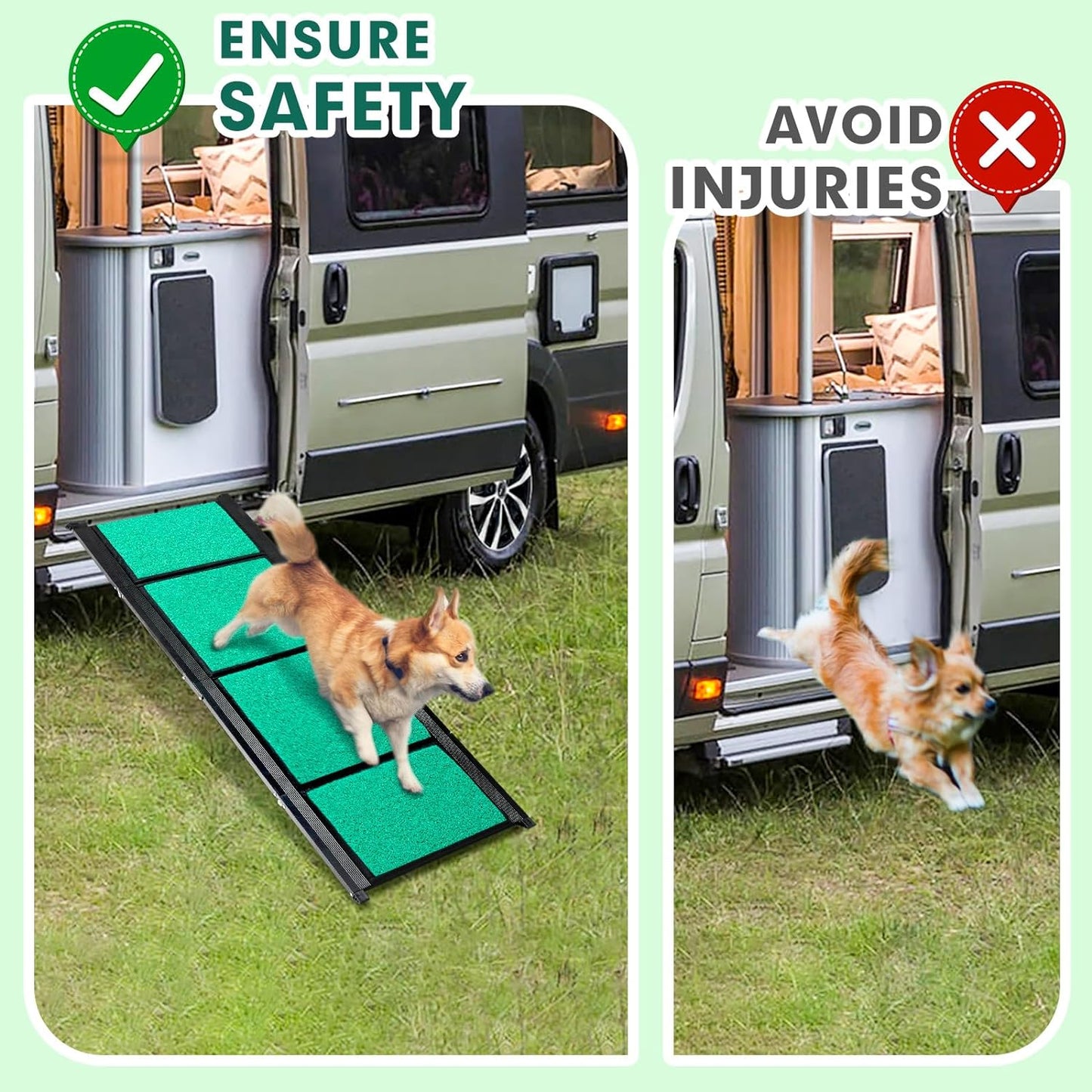 Maximum Length 71" & Width 20" Large Dog Car Ramp, Folding Dog Ramp with Anti-Slip Surface, Pet Stairs Ramp for Dogs to Get Into a SUV,Truck & Outdoor Steps, Extr