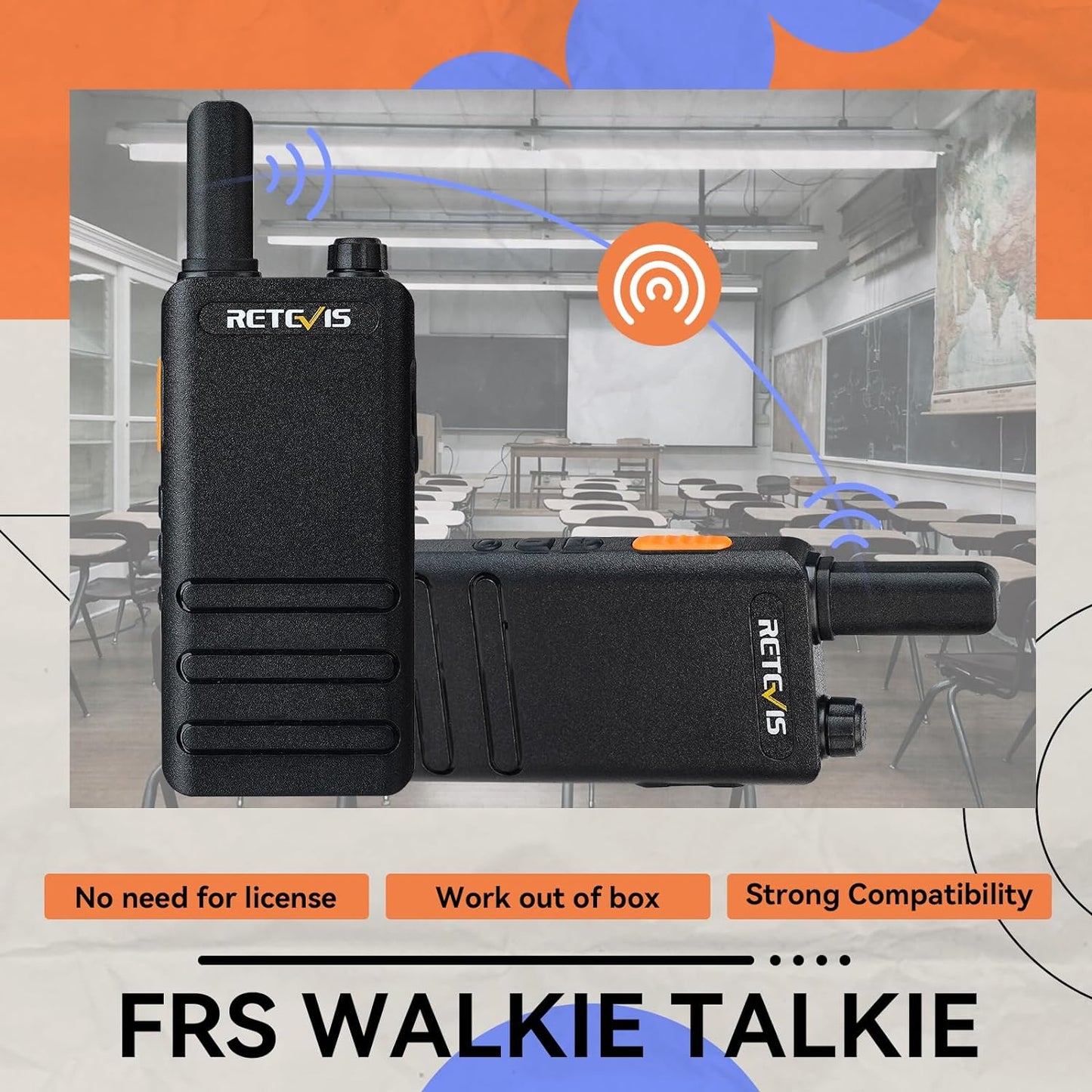 Retevis RT22P 2 Way Radios with Earpiece, New Version RT22,Portable FRS Two-Way Radios,1620mAh Battery,VOX Handsfree,Rechargeable Walkie Talkies for Adu