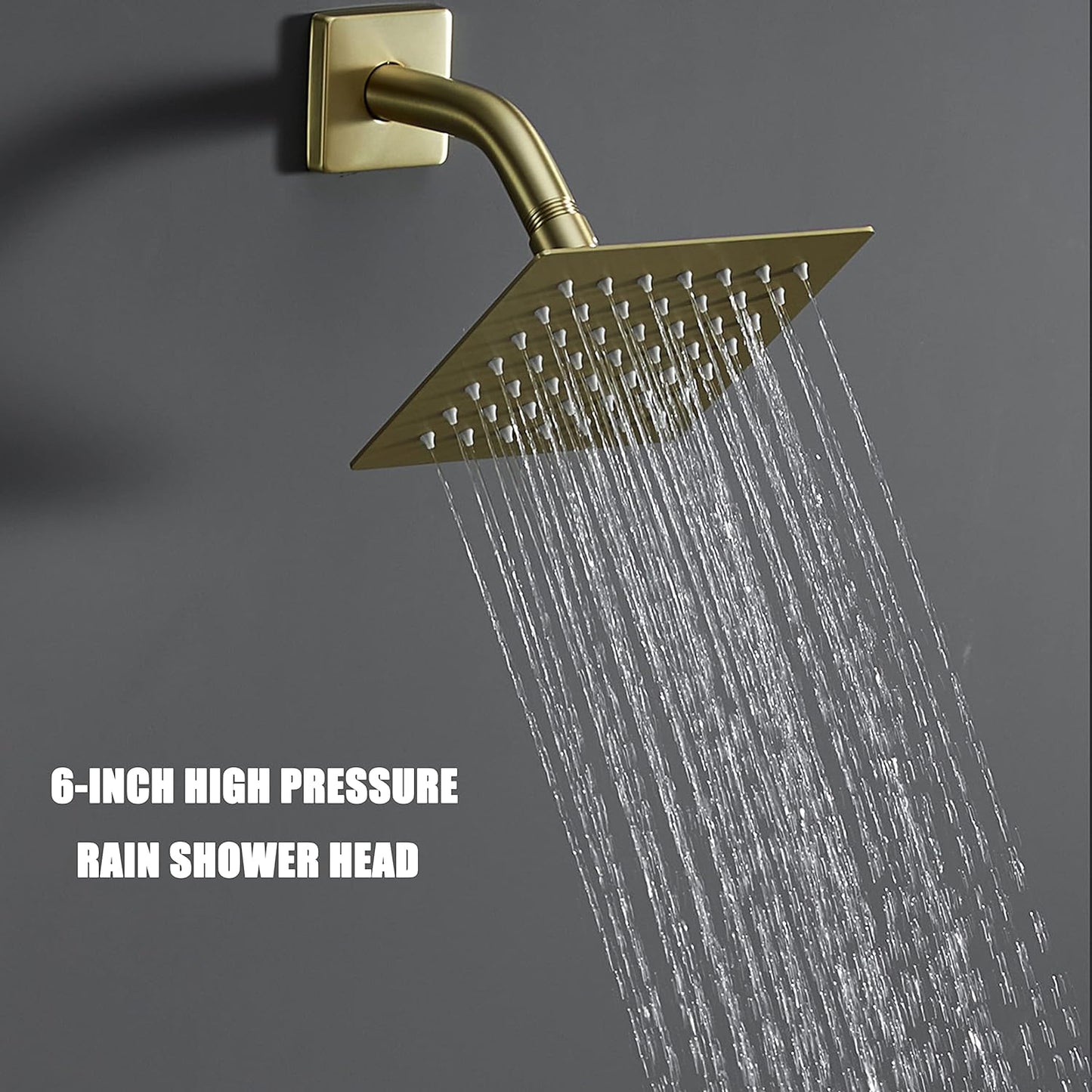 SOOOHOT Brushed Gold Shower Fixtues, Tub and Shower Faucet Set Combo with 6 Inch Gold Shower Head and Tub Spout, Gold Shower Head and Handle Set (Valve Included) (Tub&Shower Kit, Brushed G