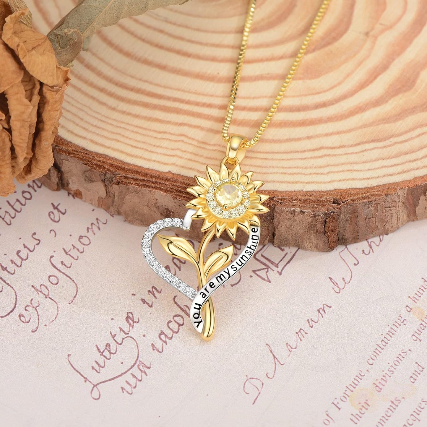Sunflower Necklace for Women, 18k Gold Plated S925 Sterling Silver Sunflower Jewelry for Women, You Are My Sunshine Necklace for Girls, Anniversary Necklaces for Wife Girlfriend Mom Jewelry Gift fo
