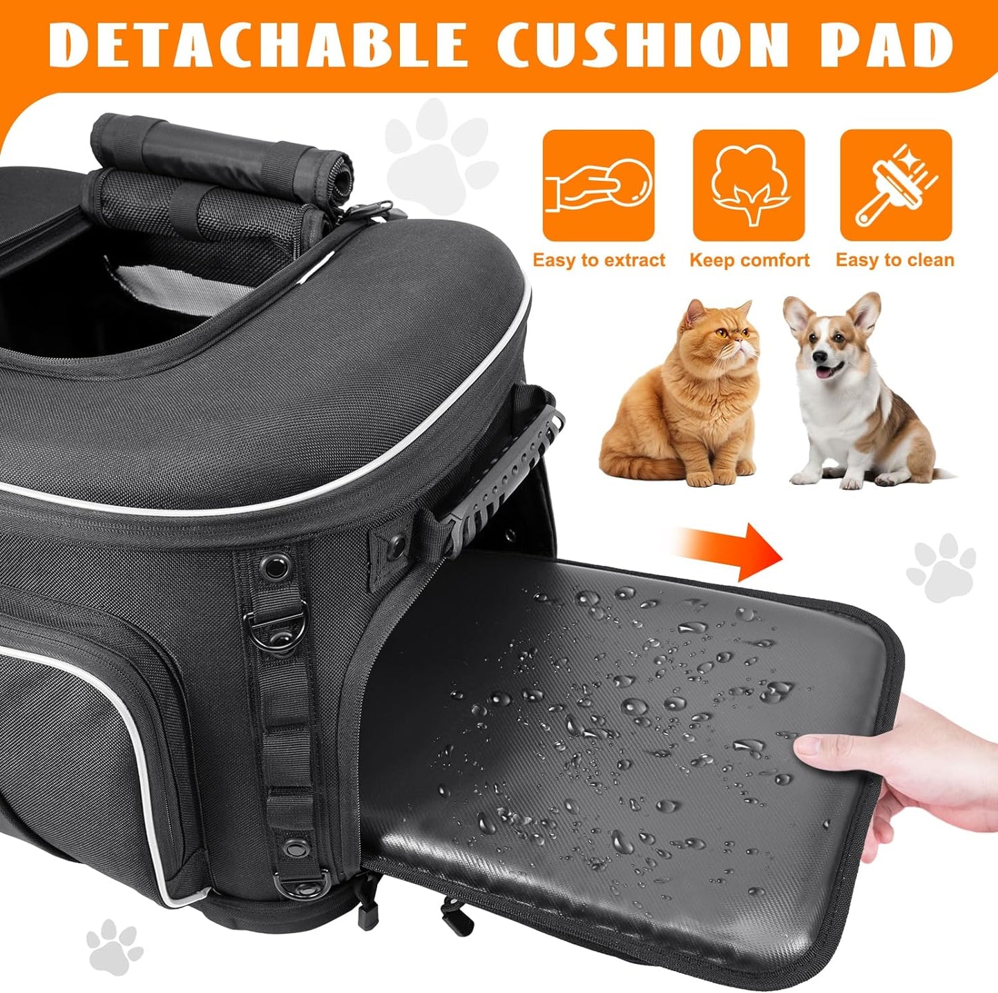 Eumti Motorcycle Dog/Cat Carrier Portable Pet Voyager Carrier Crate Travel Luggage Bags Load Capacity 20lbs for UTV/ATV Luggage Rack or Harley Touring Trike Model
