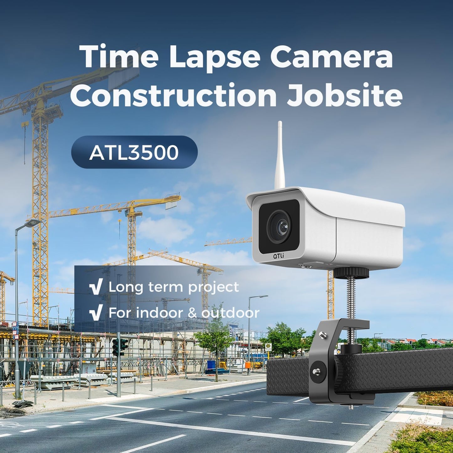 ATLI ATL3500 Construction Time Lapse Camera Outdoor 1080P APP Control Remote Access Weatherproof Flexible Schedule Pre-