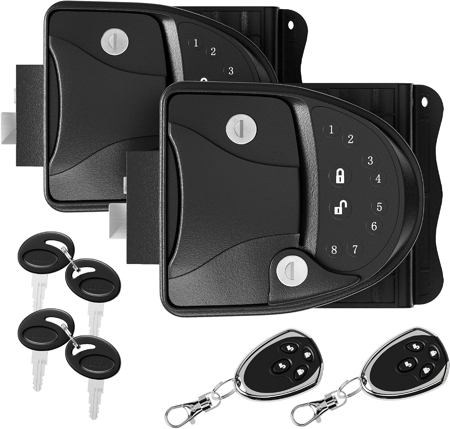 TURE RV Lock Keyless Entry System [2-Pack] Extended Range Digital Key fob remotes | Backlit Combination keypad | Door Locks for Camper, R V, 5th Wheel, and Travel Traile