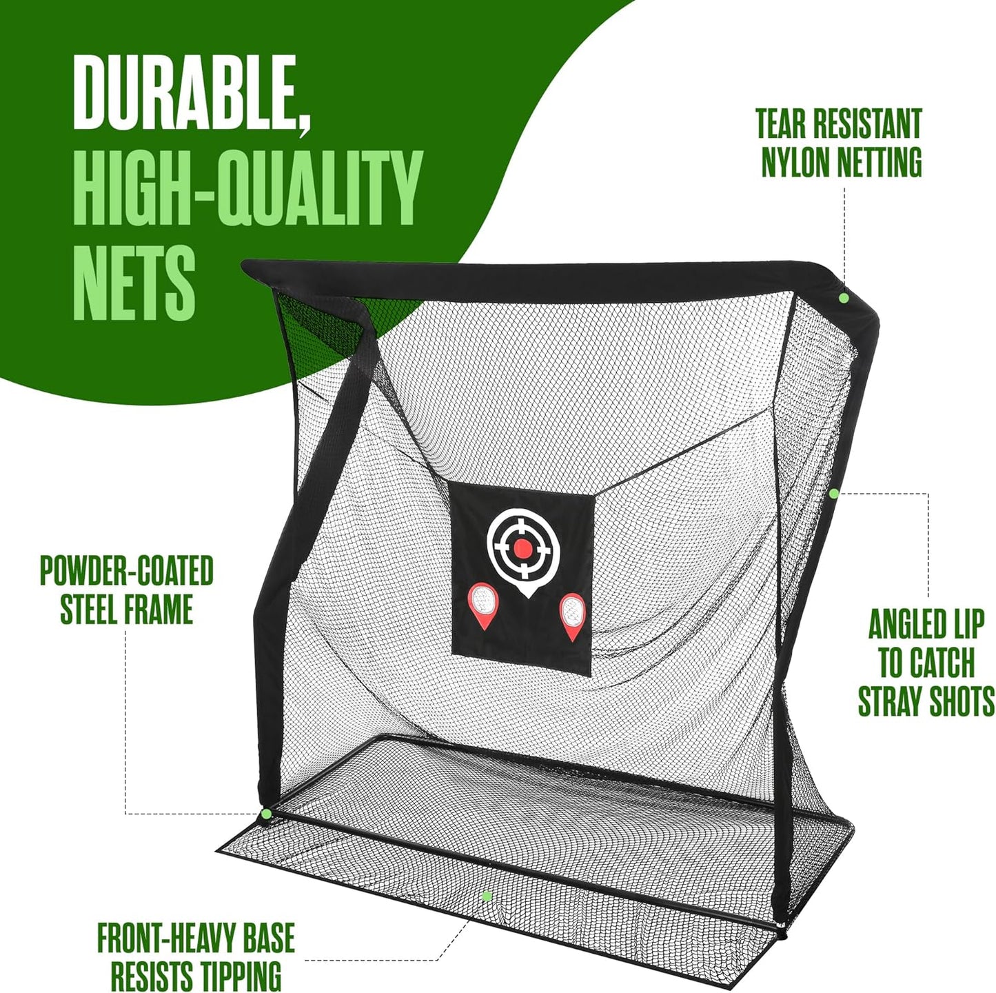 Houseables Golf Net, Golf Practice Net, Golf Hitting Net with Targets, 8.2ft x 8.2ft x 3.1ft, Golf Nets for Backyard Driving, Golf Netting, Golf Driving Net, Golf Ball Net f